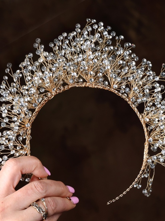 Gold Crystal Bridal Crown / Tiara main image 2